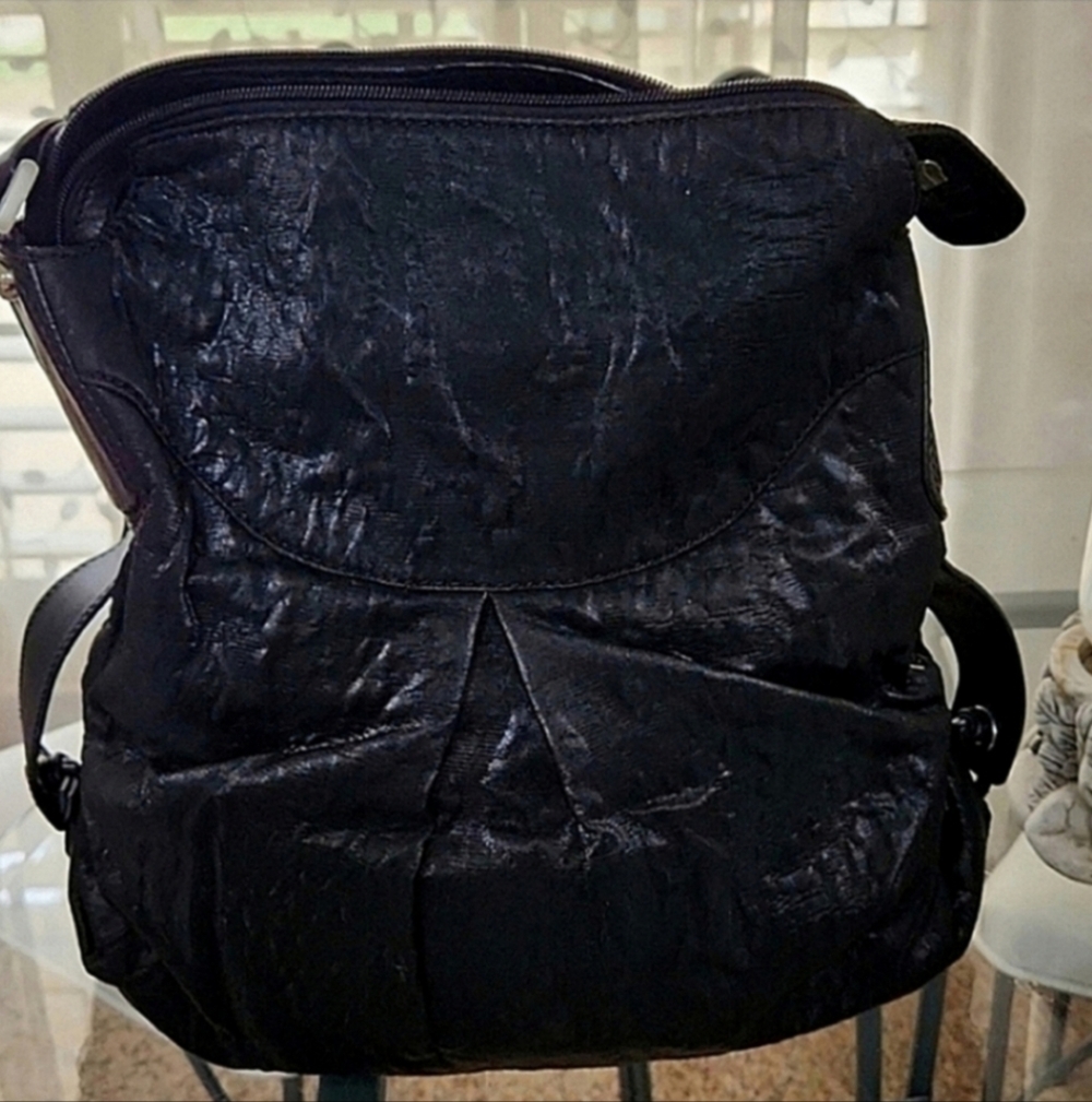 Francesco Biasia black leather tote bag